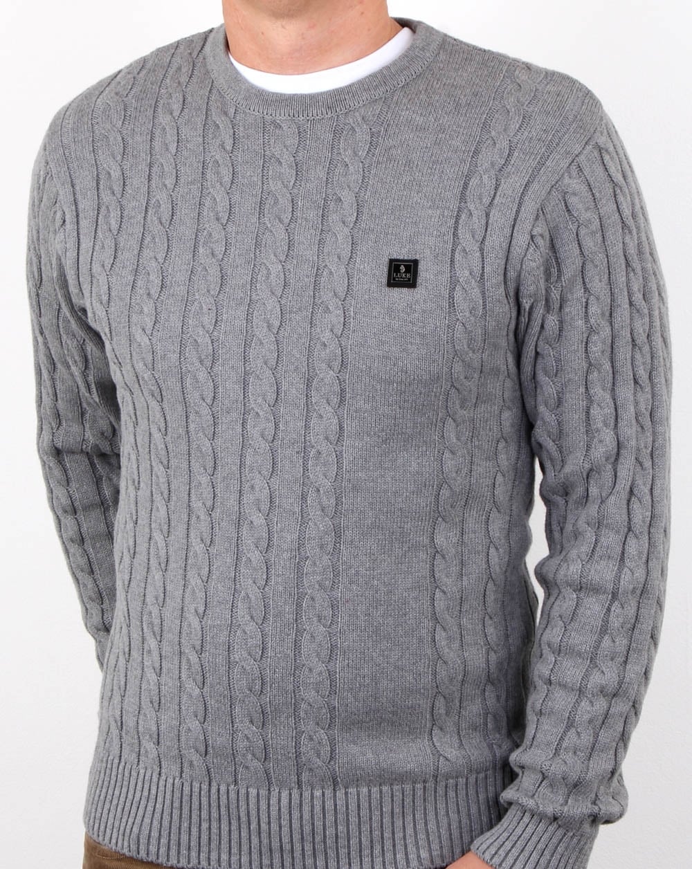 Luke Horton Cable Knit Jumper Grey Marl