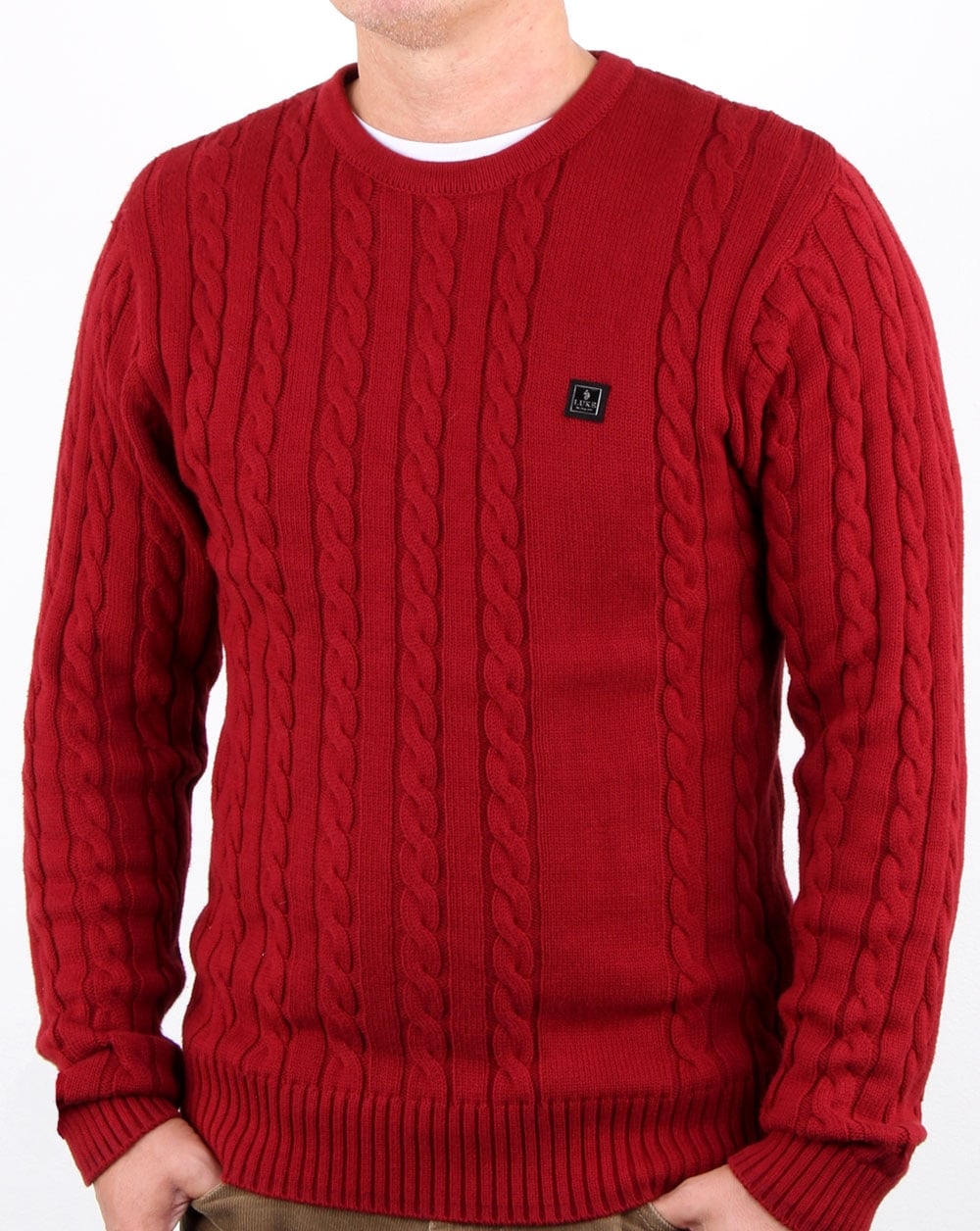 Luke Horton Cable Knit Jumper Cherry