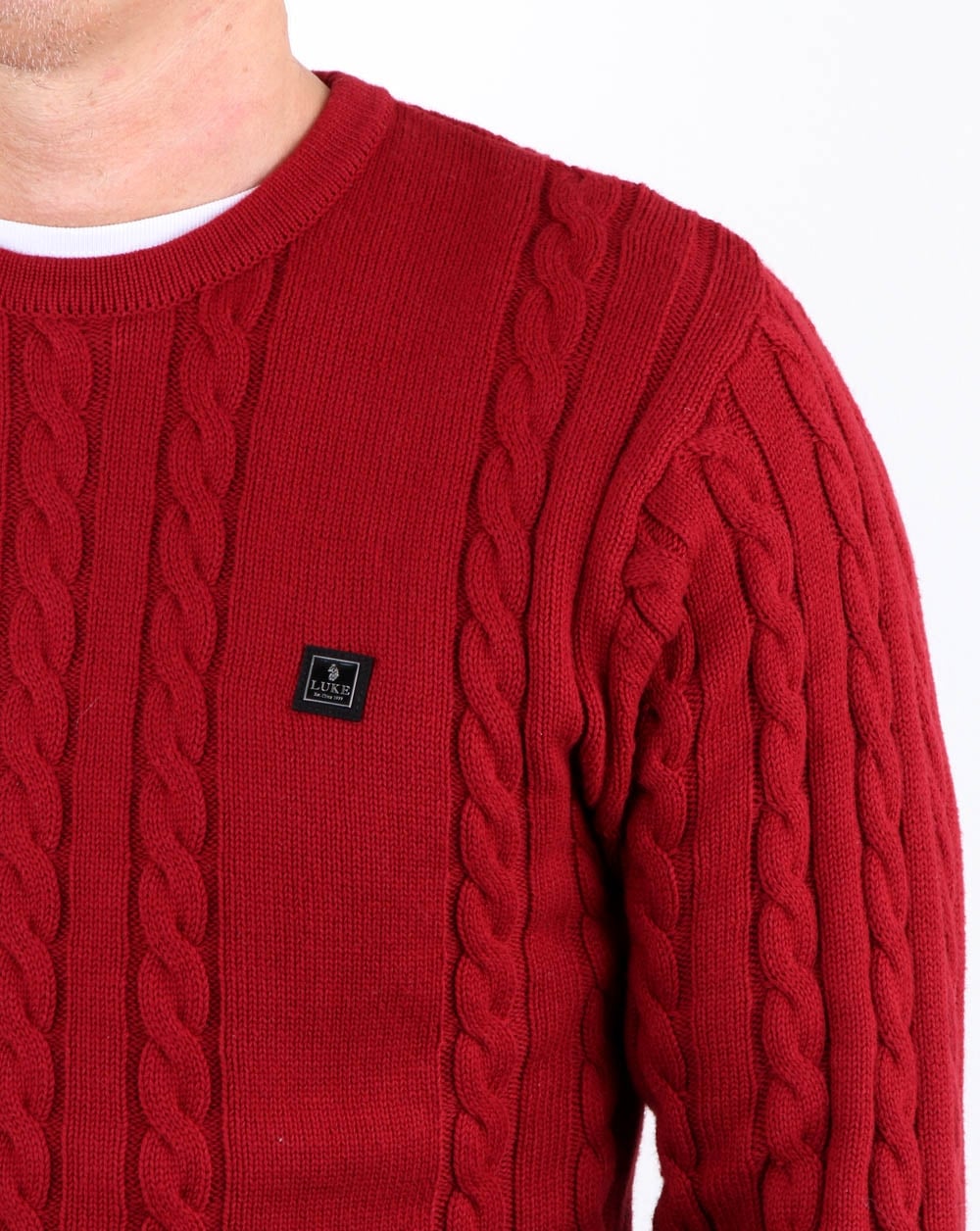 Luke Horton Cable Knit Jumper Cherry