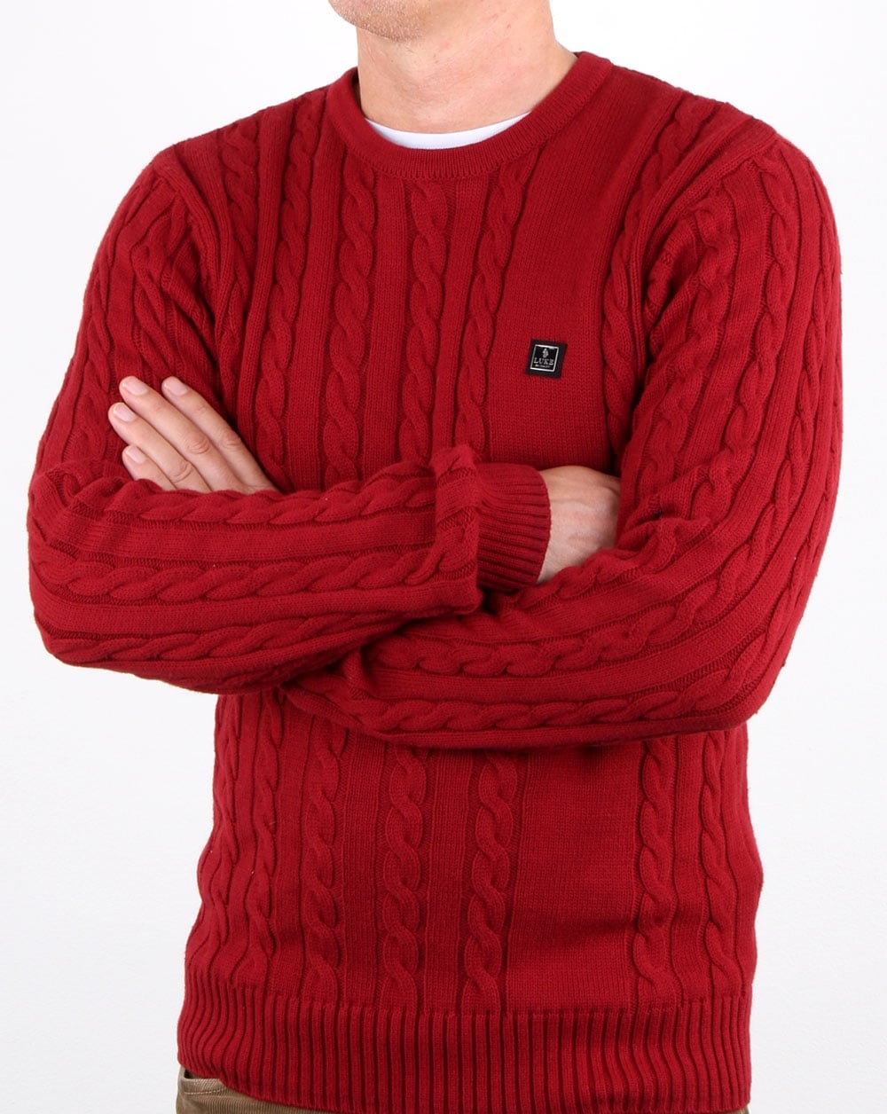 Luke Horton Cable Knit Jumper Cherry