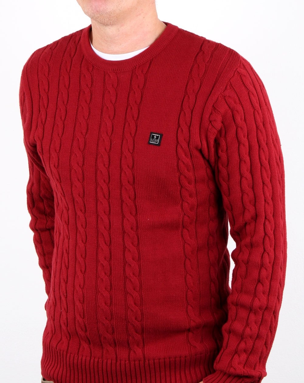 Luke Horton Cable Knit Jumper Cherry