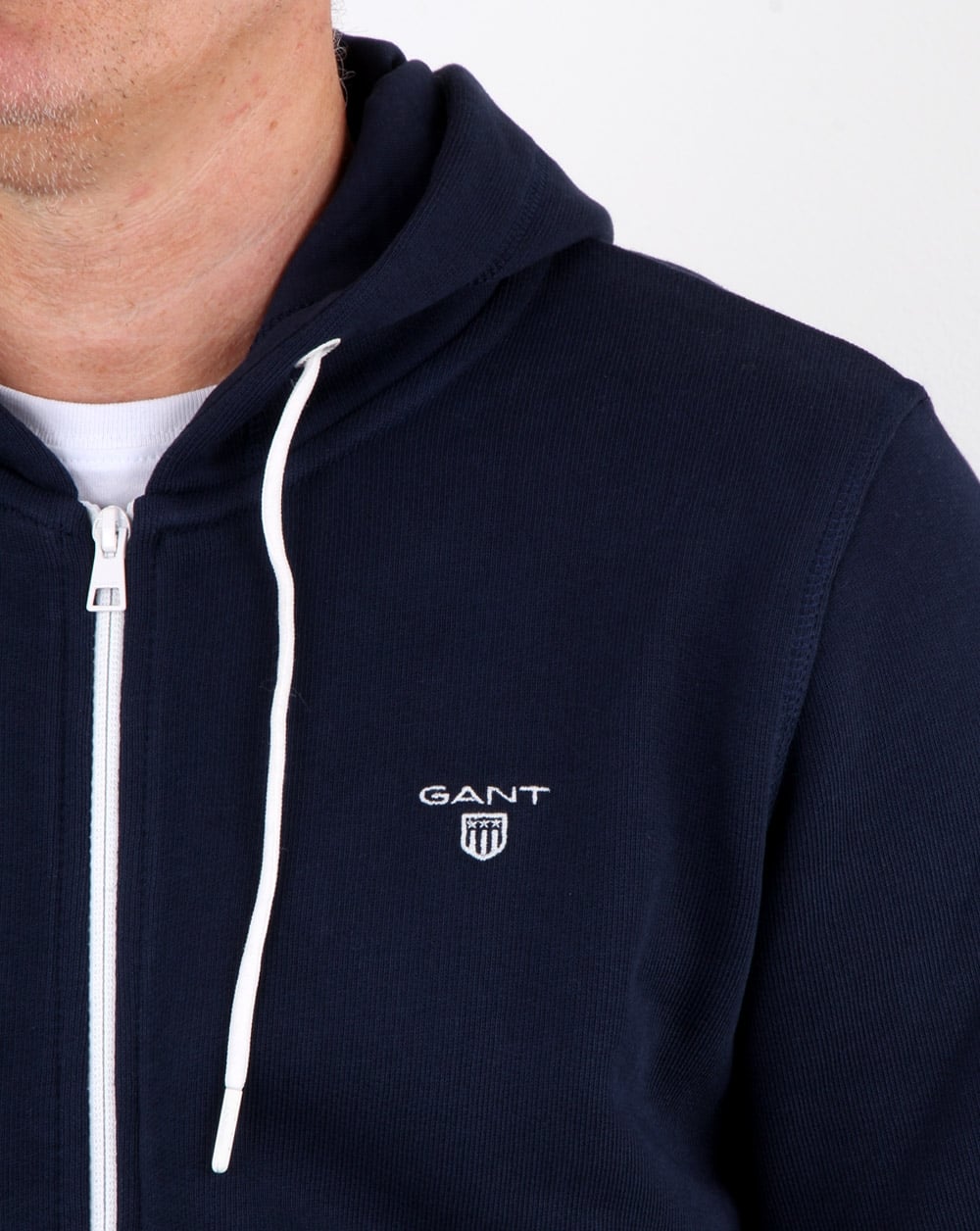 Gant Contrast Full Zip Hood in Navy-white