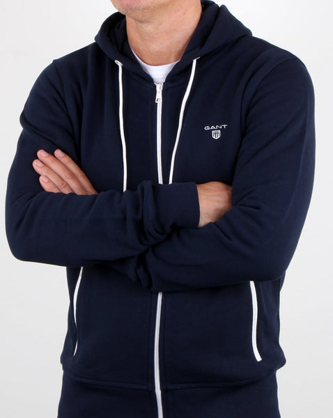 Gant Contrast Full Zip Hood in Navy-white