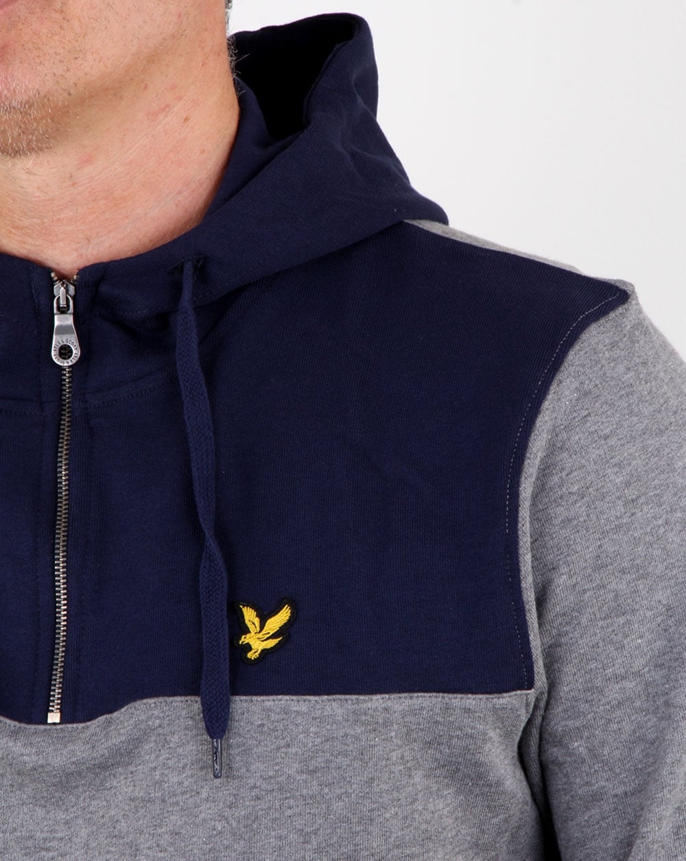 Lyle And Scott Quarter Zip Hoodie Mid Grey Marl