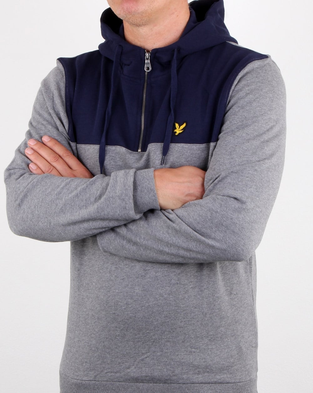 Lyle And Scott Quarter Zip Hoodie Mid Grey Marl