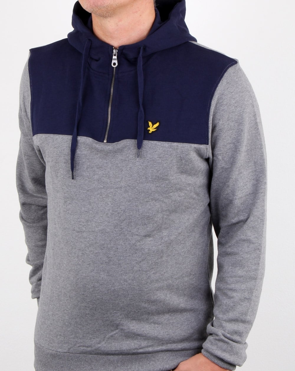 Lyle And Scott Quarter Zip Hoodie Mid Grey Marl