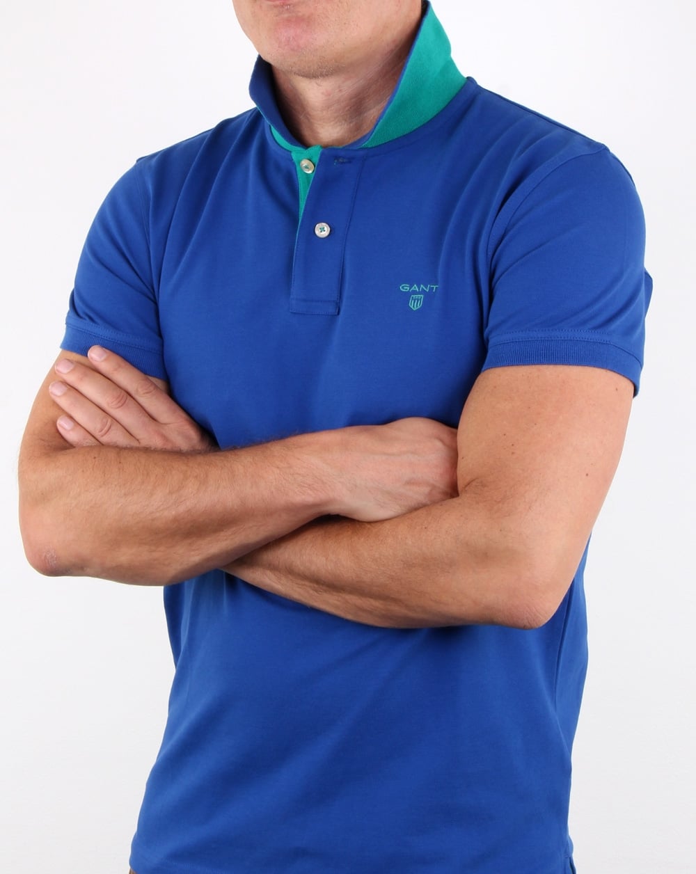 Gant Contrast Collar Polo Yale Blue