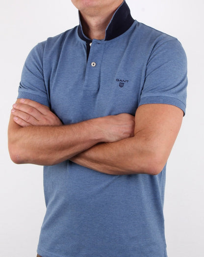 Gant Contrast Collar Polo Shirt Denim Blue