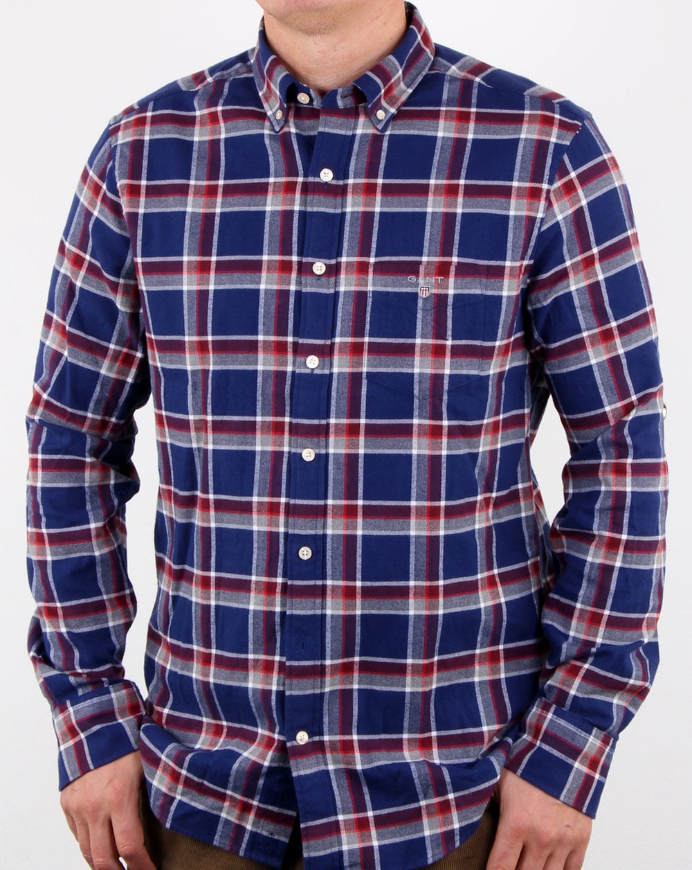 Gant Brushed Oxford Check Shirt Persian Blue