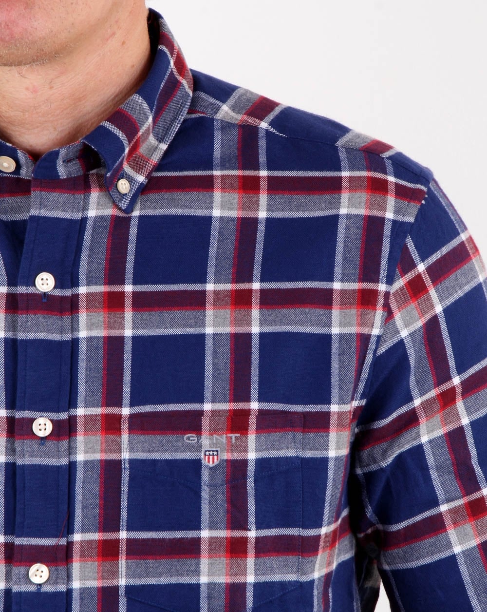 Gant Brushed Oxford Check Shirt Persian Blue