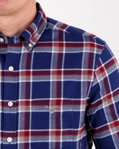 Gant Brushed Oxford Check Shirt Persian Blue