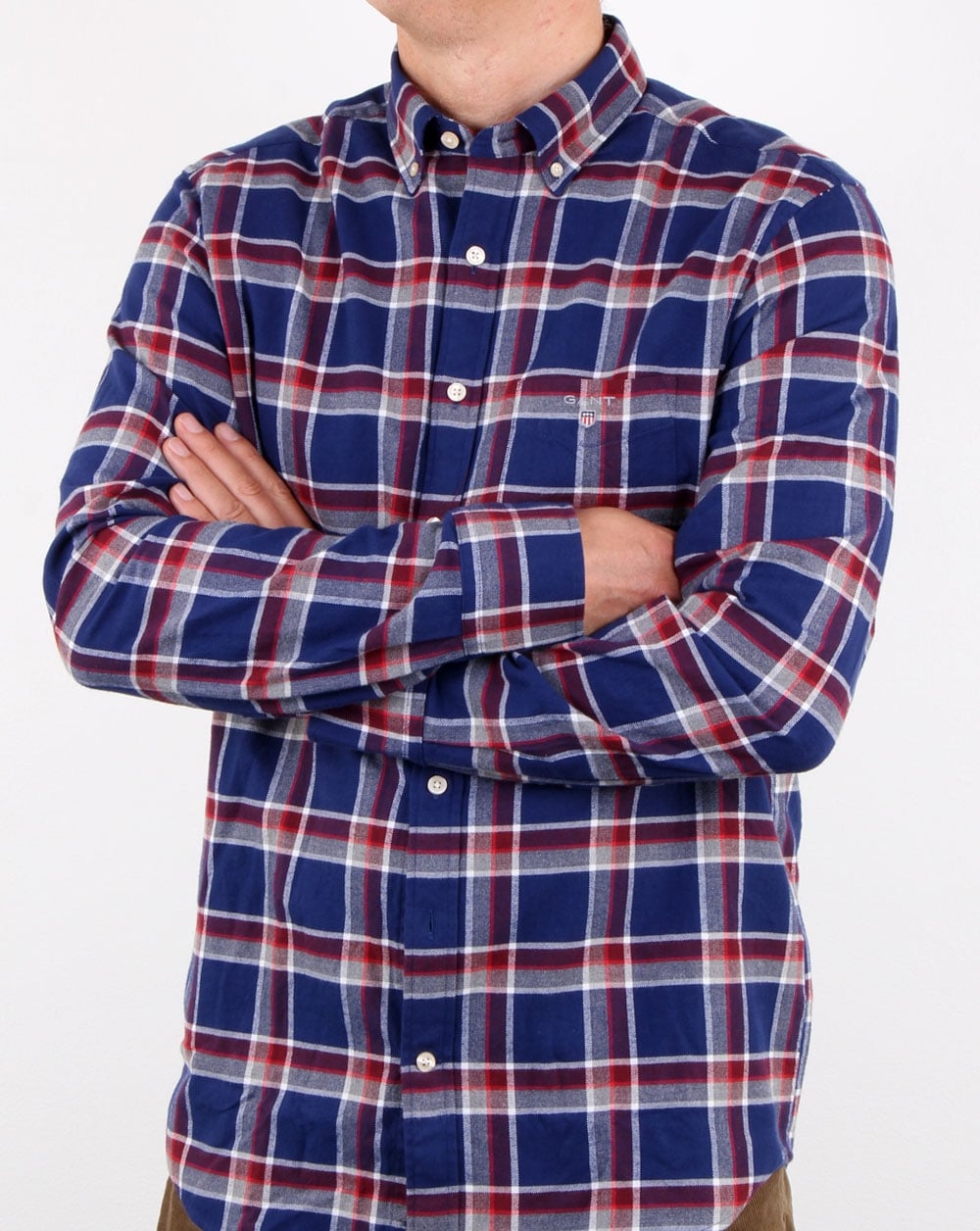 Gant Brushed Oxford Check Shirt Persian Blue
