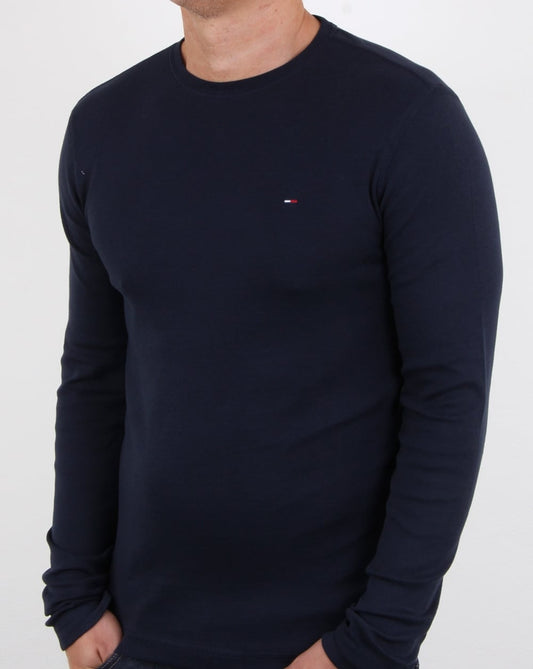 Tommy Jeans Rib Cotton Ls T Shirt Navy