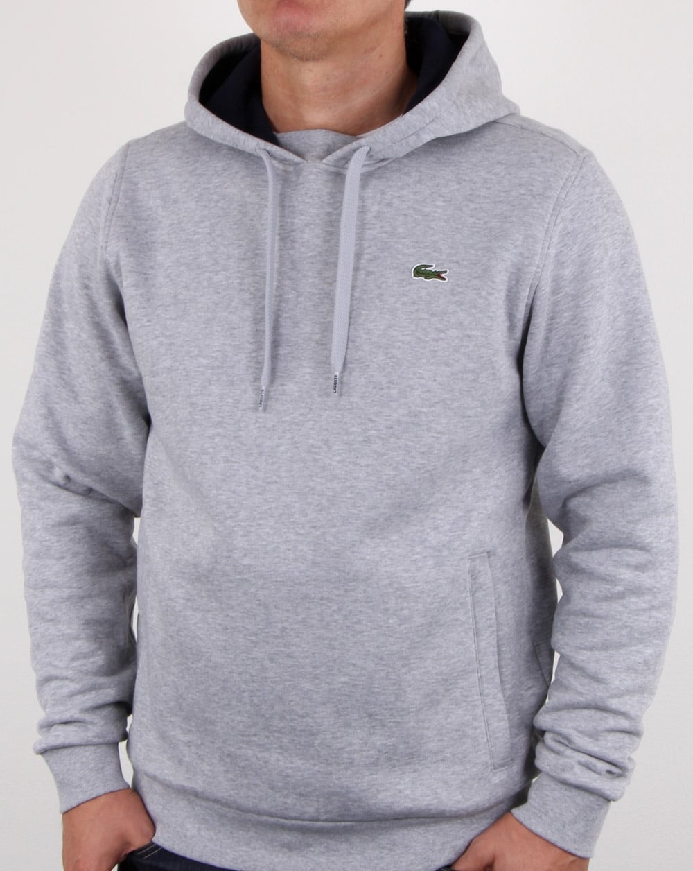 Lacoste Hooded Overhead Sweat Silver Chine/navy