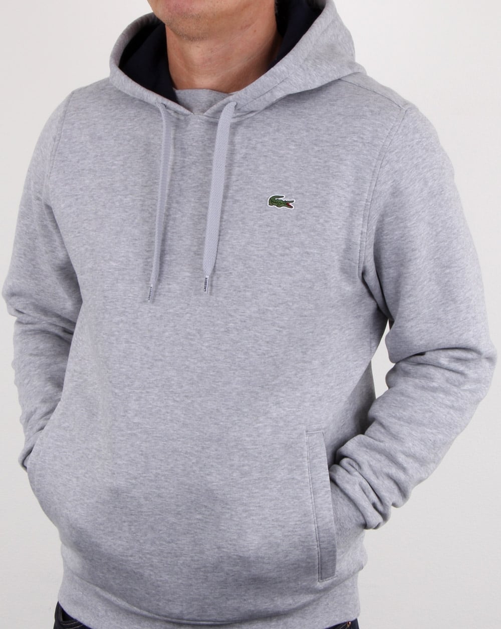Lacoste Hooded Overhead Sweat Silver Chine/navy