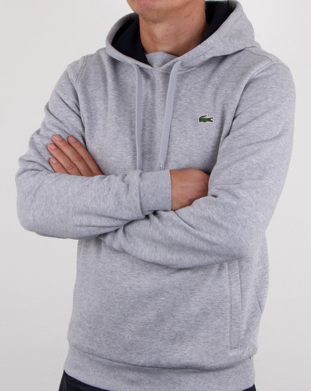 Lacoste Hooded Overhead Sweat Silver Chine/navy