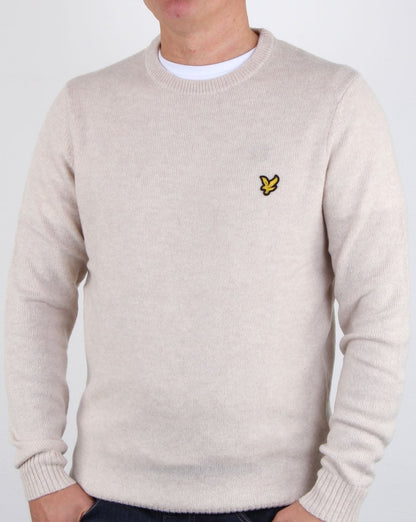 Lyle And Scott Crew Neck Lambswool Blend Jumper Sandy Marl