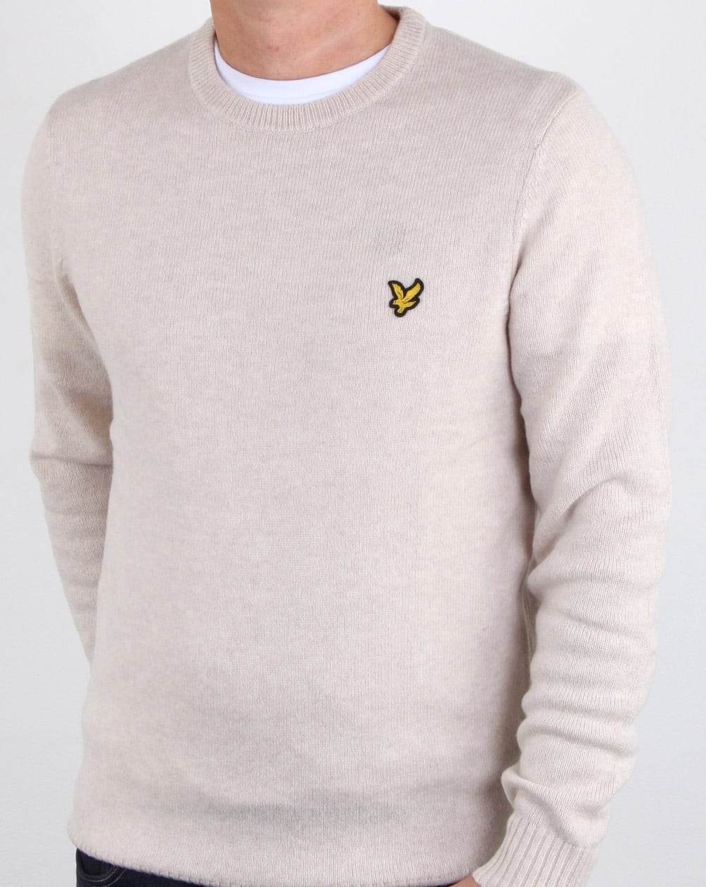Lyle And Scott Crew Neck Lambswool Blend Jumper Sandy Marl