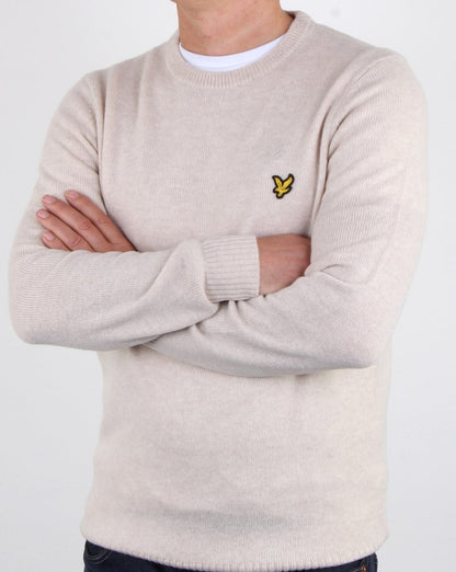 Lyle And Scott Crew Neck Lambswool Blend Jumper Sandy Marl