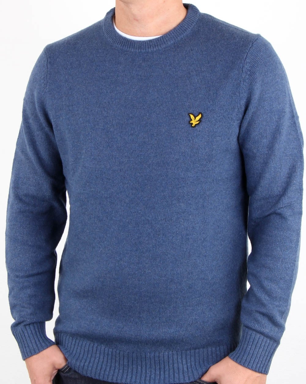 Lyle And Scott Crew Neck Lambswool Blend Jumper Mist Blue Marl