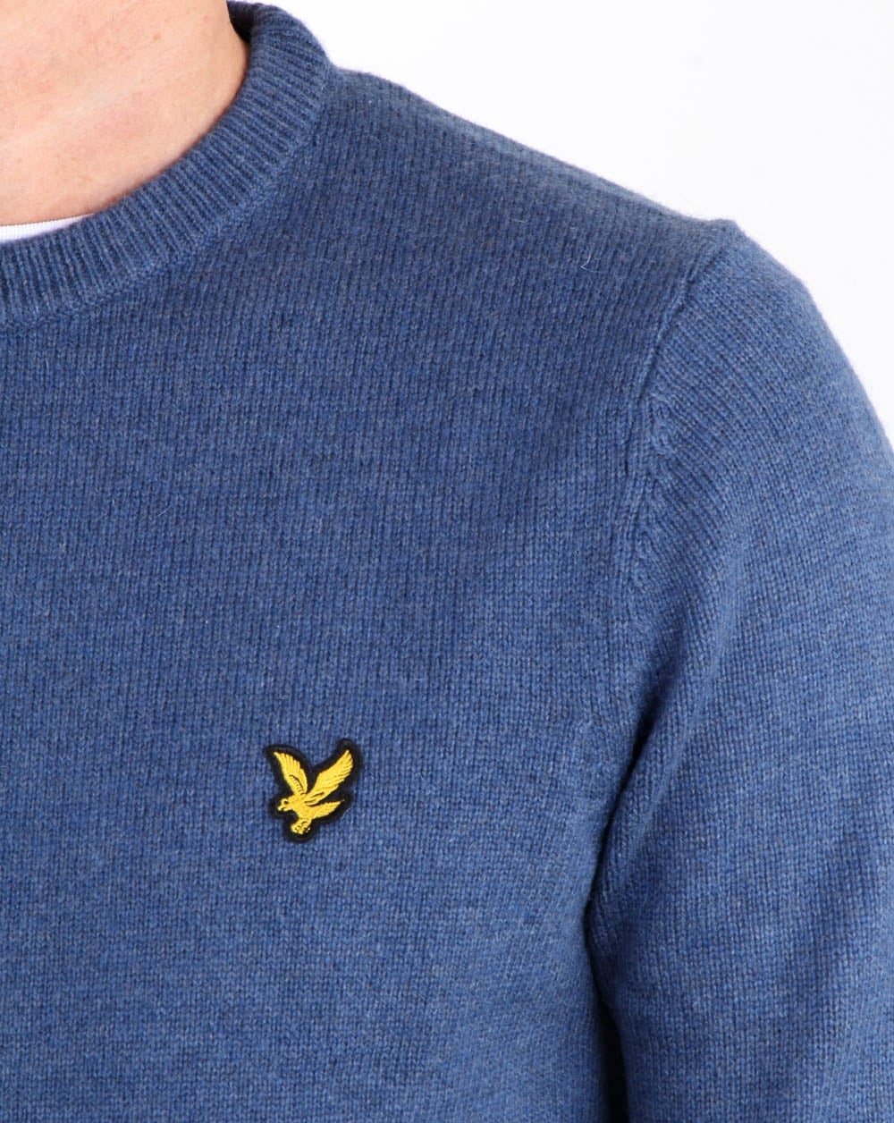 Lyle And Scott Crew Neck Lambswool Blend Jumper Mist Blue Marl