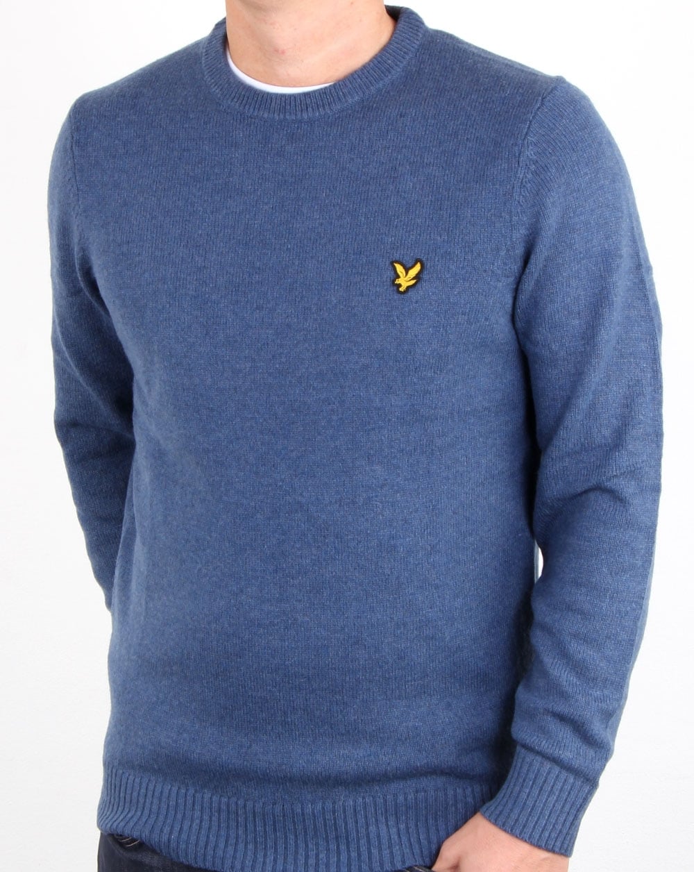 Lyle And Scott Crew Neck Lambswool Blend Jumper Mist Blue Marl