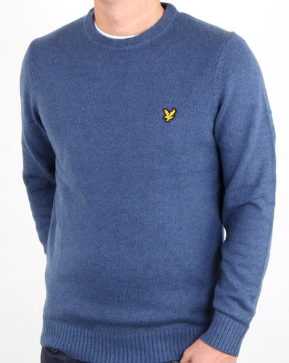 Lyle And Scott Crew Neck Lambswool Blend Jumper Mist Blue Marl