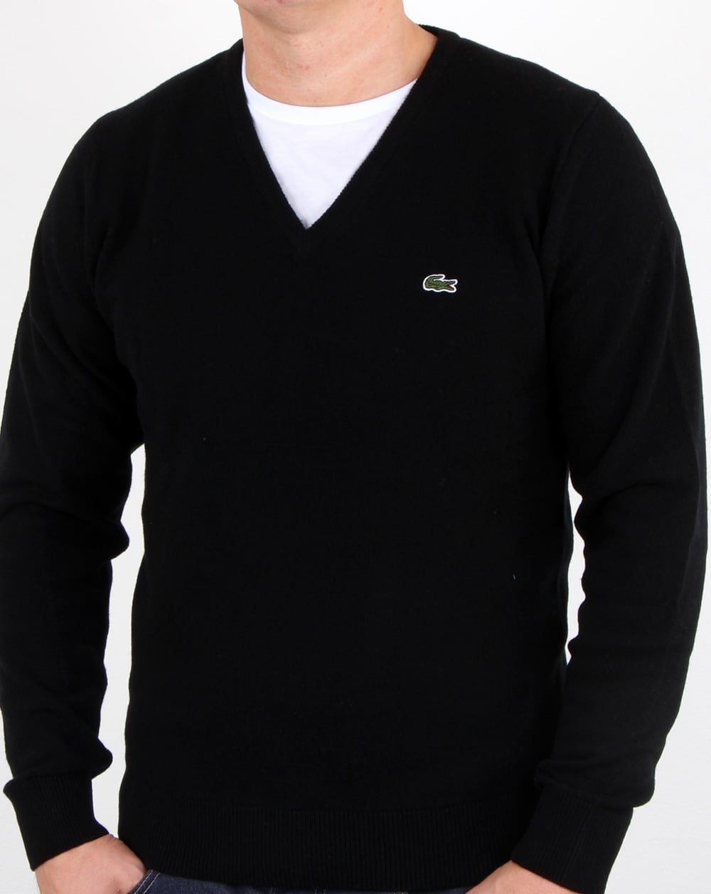 Lacoste Wool V Neck Jumper Black