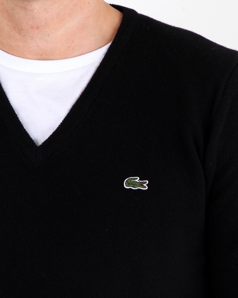 Lacoste Wool V Neck Jumper Black