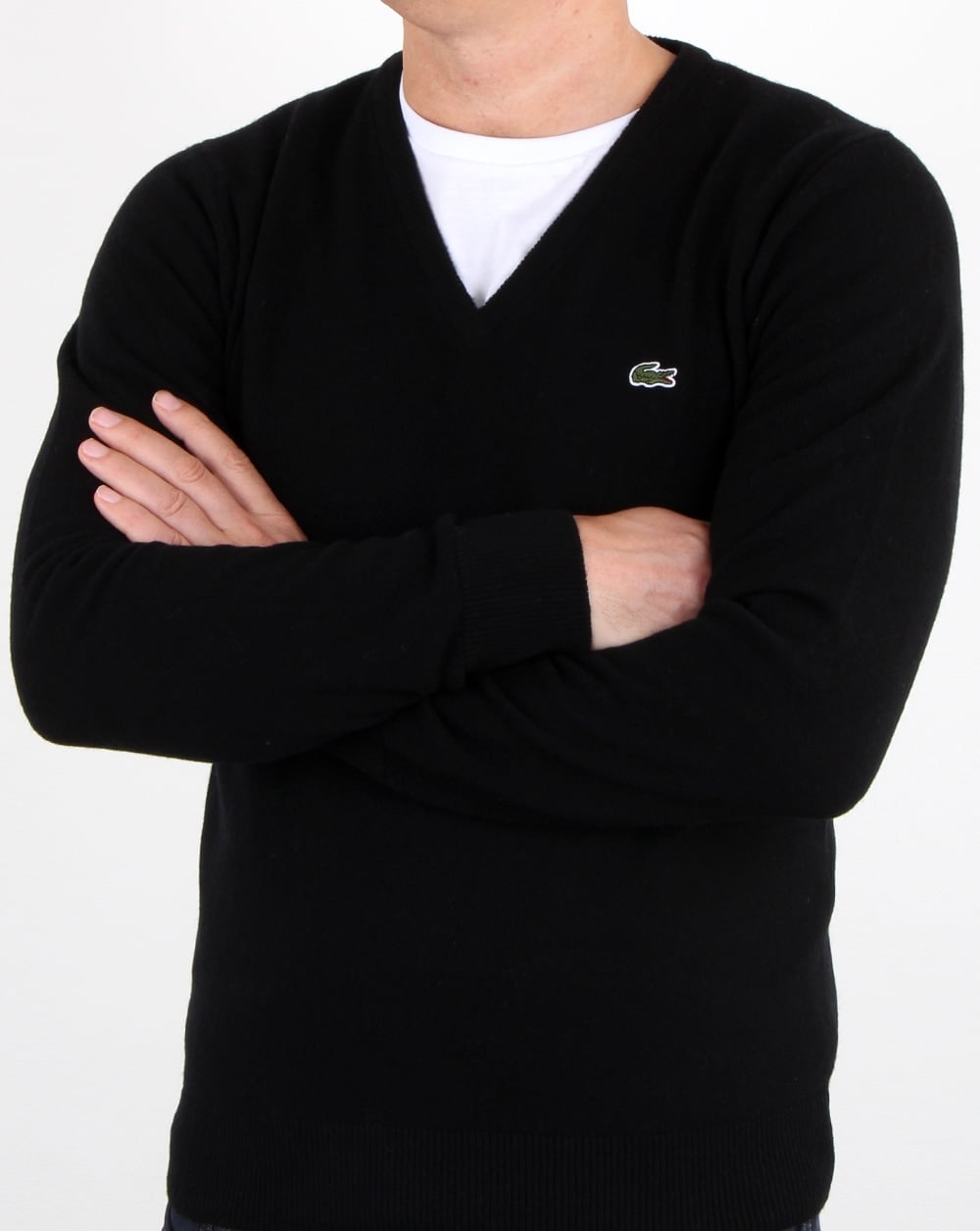 Lacoste Wool V Neck Jumper Black