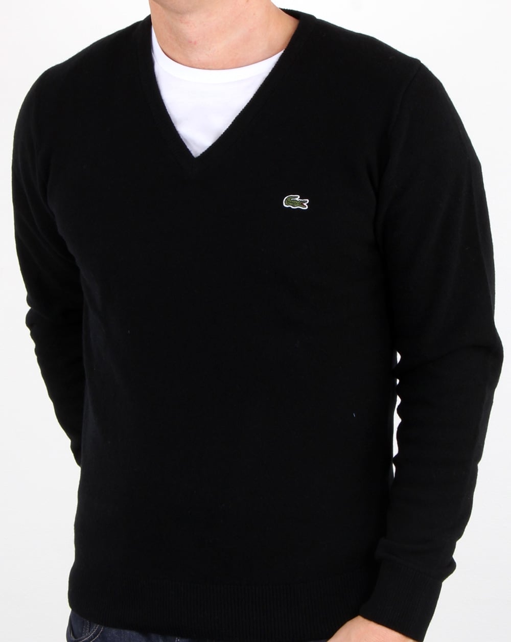 Lacoste Wool V Neck Jumper Black