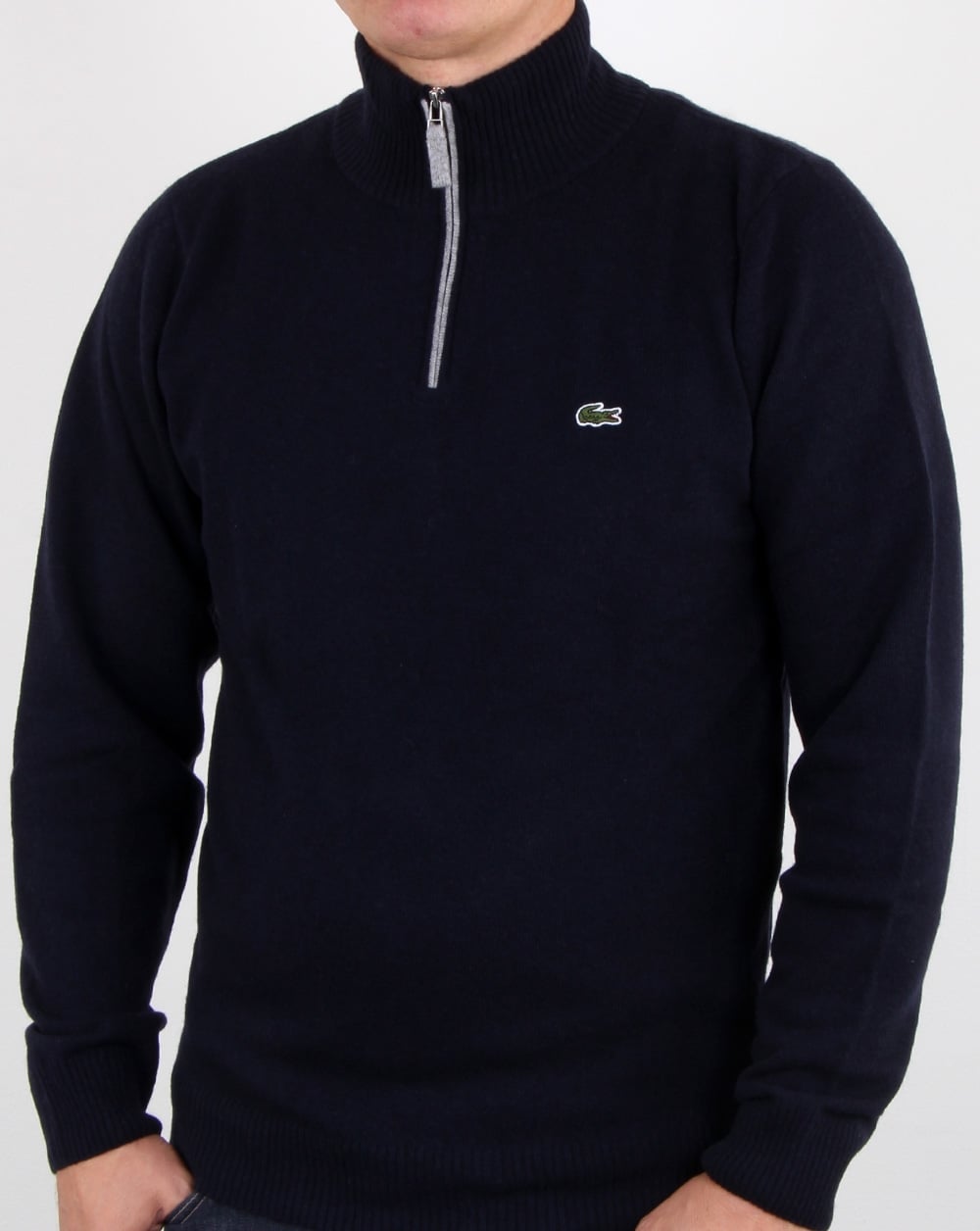 Lacoste Wool 1/4 Zip Jumper Navy