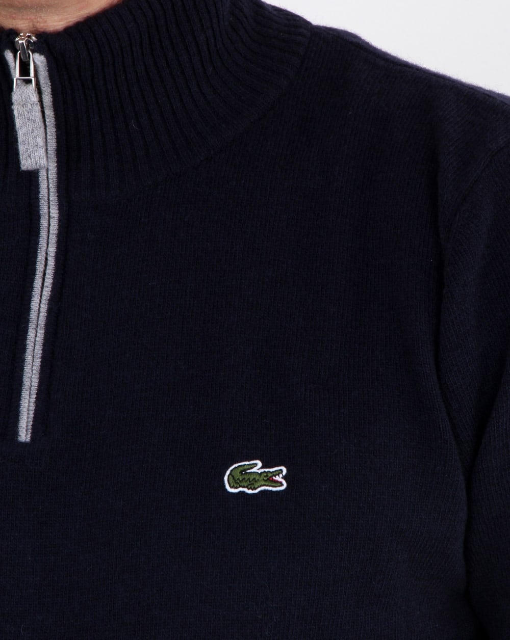 Lacoste Wool 1/4 Zip Jumper Navy