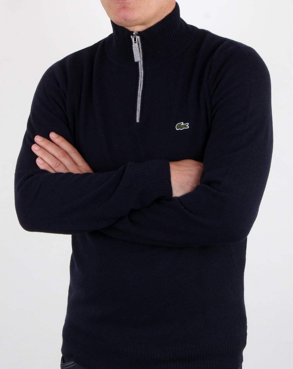 Lacoste Wool 1/4 Zip Jumper Navy