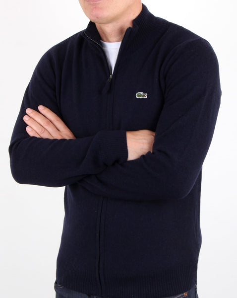 Lacoste Wool Full Zip Jumper Navy