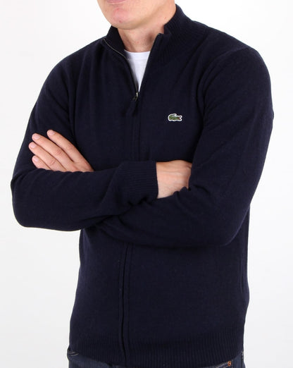Lacoste Wool Full Zip Jumper Navy
