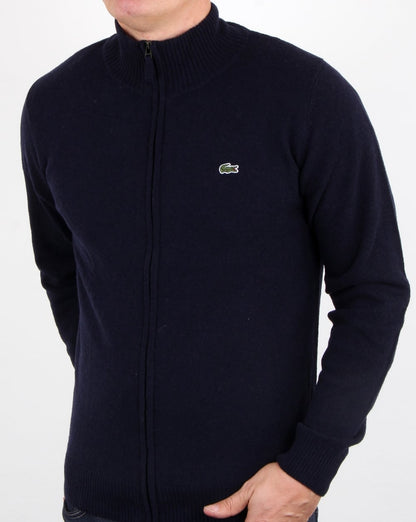 Lacoste Wool Full Zip Jumper Navy