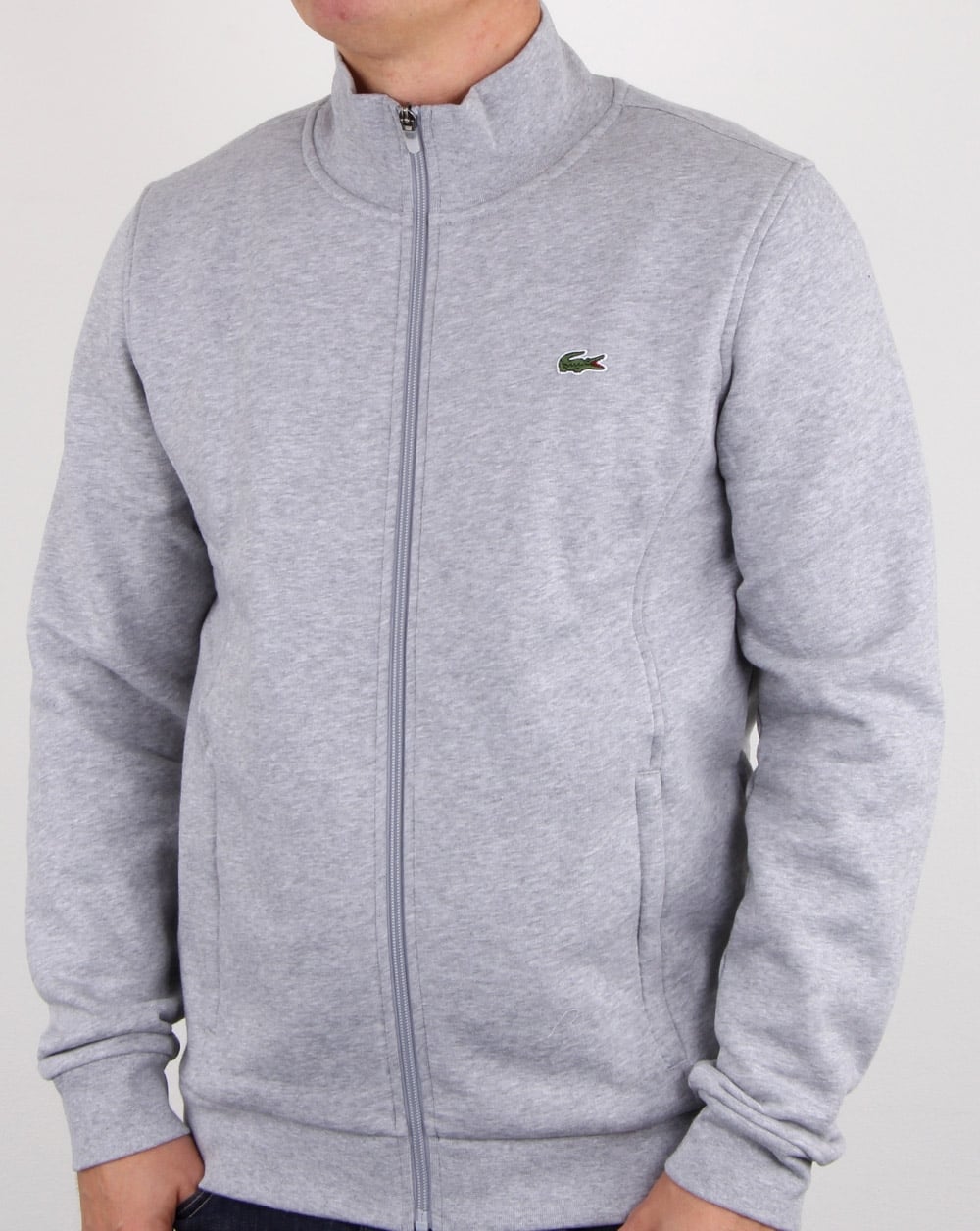 Lacoste Zip Up Track Top Silver Chine