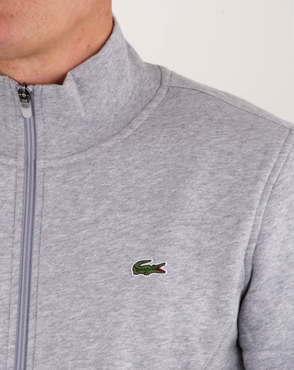 Lacoste Zip Up Track Top Silver Chine