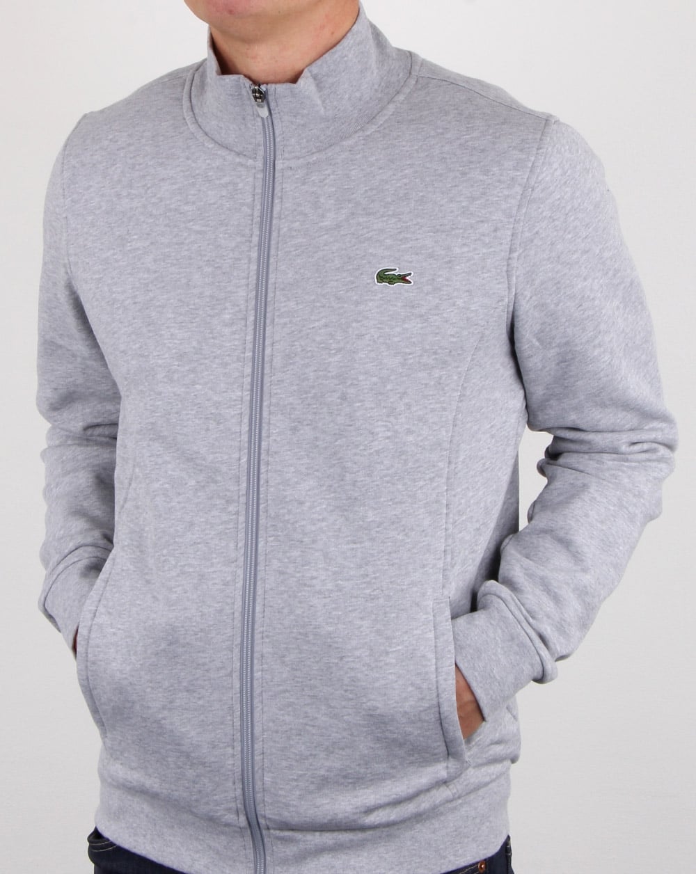 Lacoste Zip Up Track Top Silver Chine