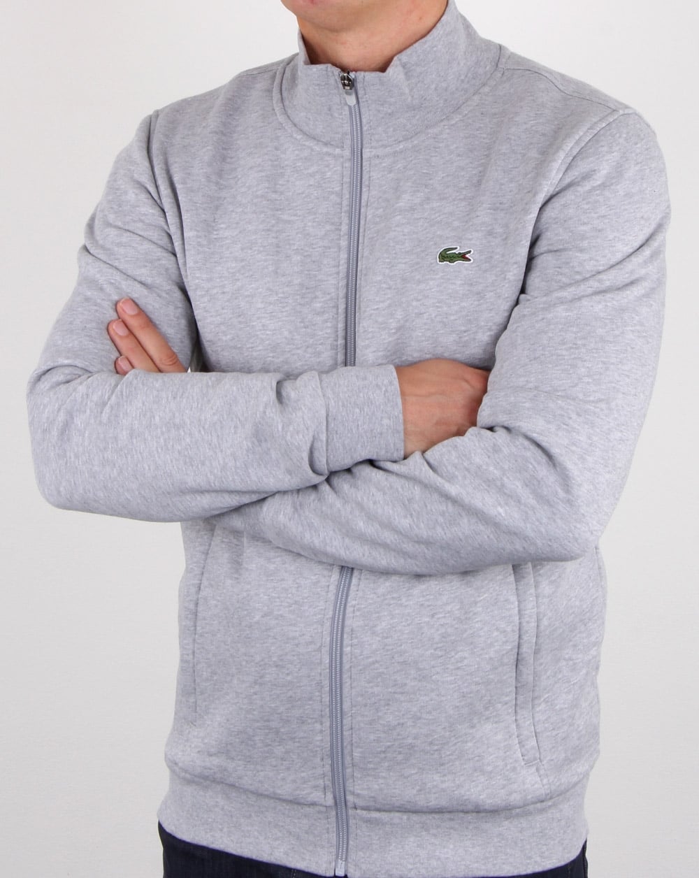 Lacoste Zip Up Track Top Silver Chine
