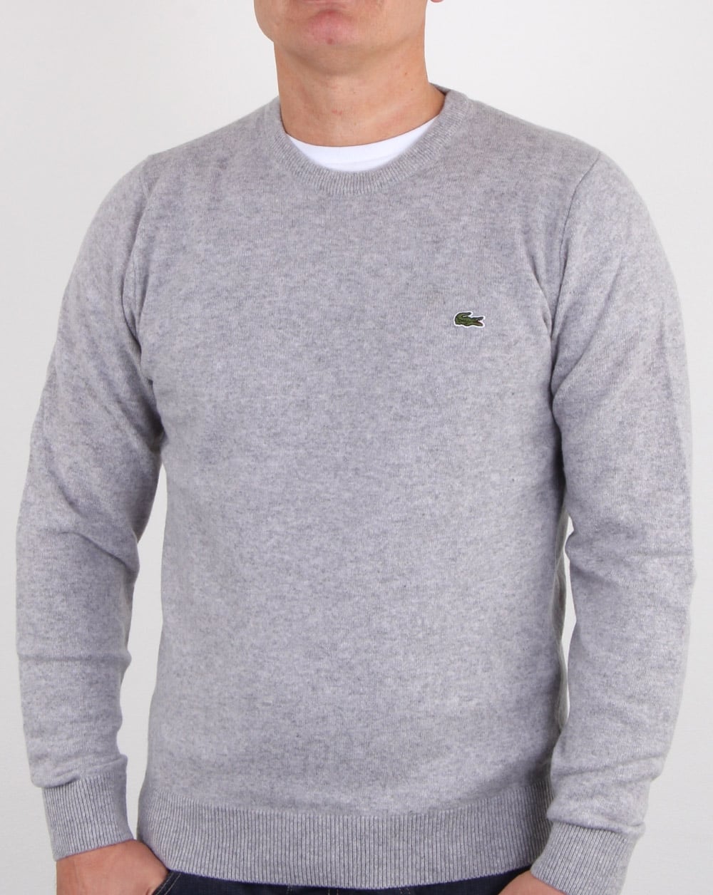 Lacoste Wool Crew Neck Jumper Silver Chine