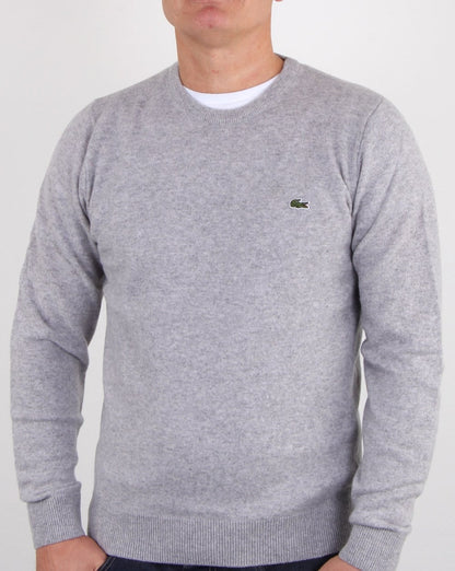 Lacoste Wool Crew Neck Jumper Silver Chine
