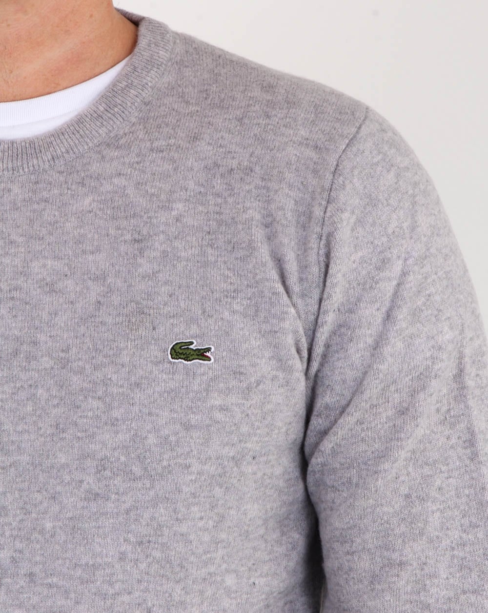 Lacoste Wool Crew Neck Jumper Silver Chine