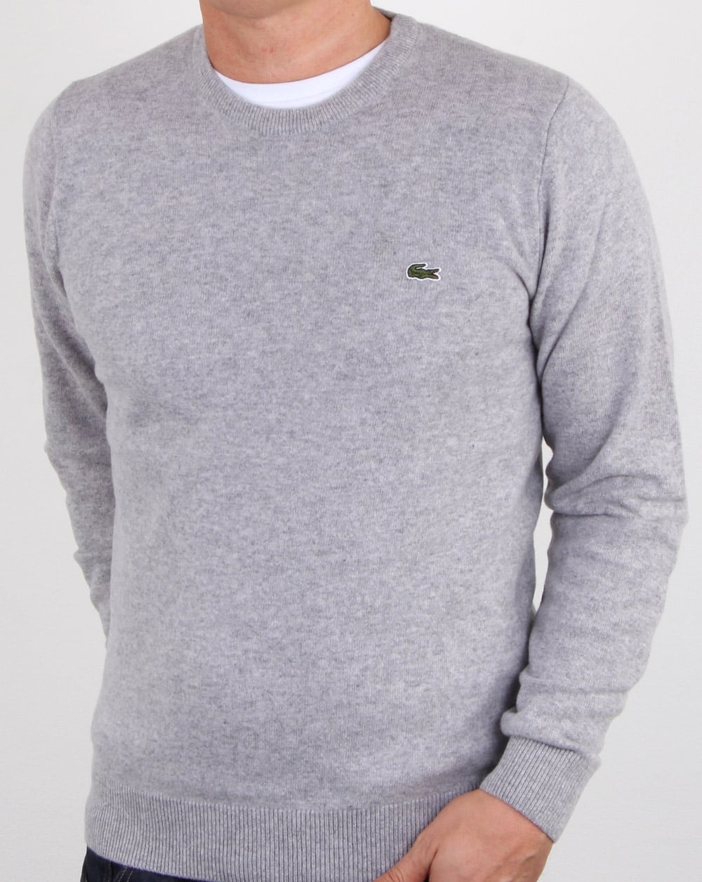 Lacoste Wool Crew Neck Jumper Silver Chine
