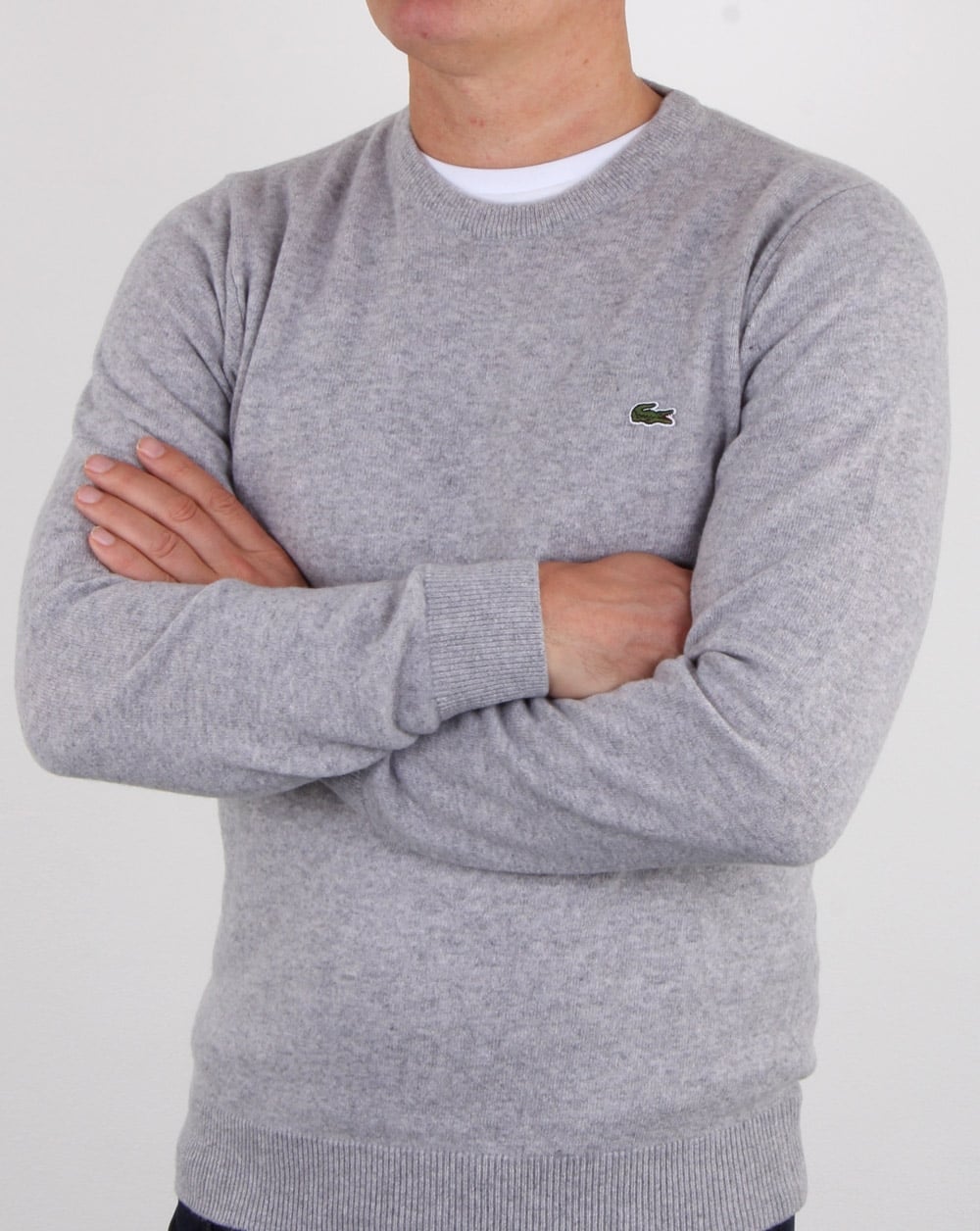 Lacoste Wool Crew Neck Jumper Silver Chine