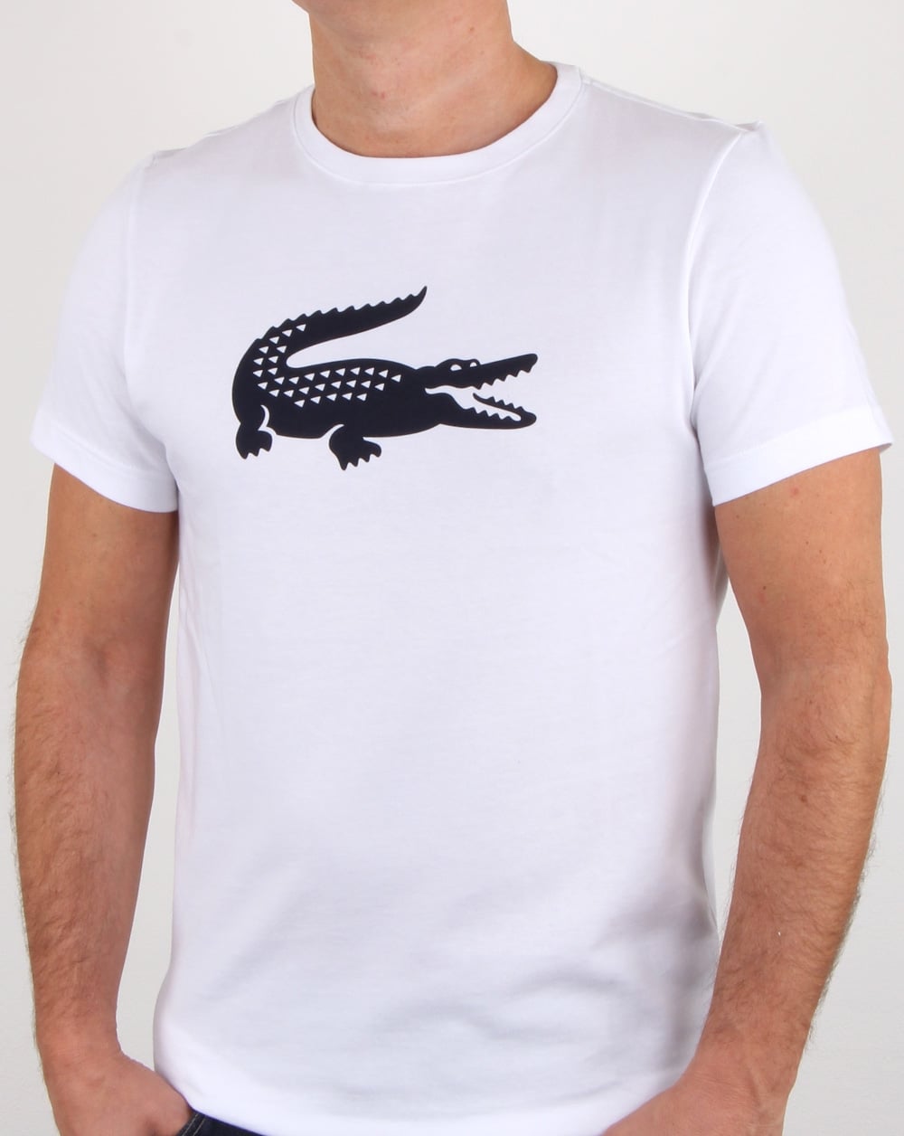 Lacoste Croc Print T Shirt White/navy
