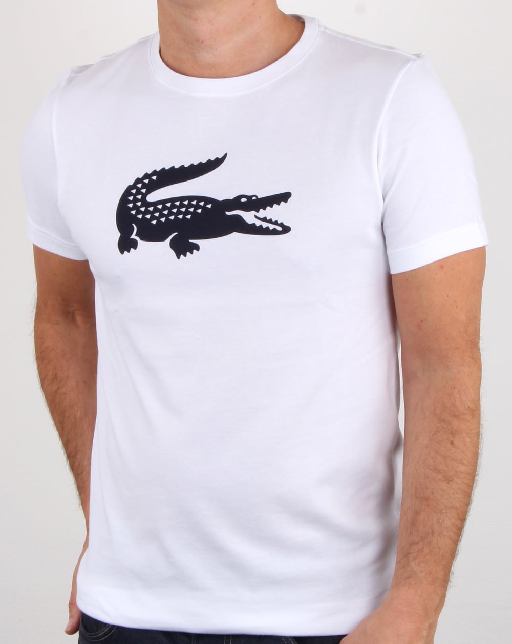 Lacoste Croc Print T Shirt White/navy