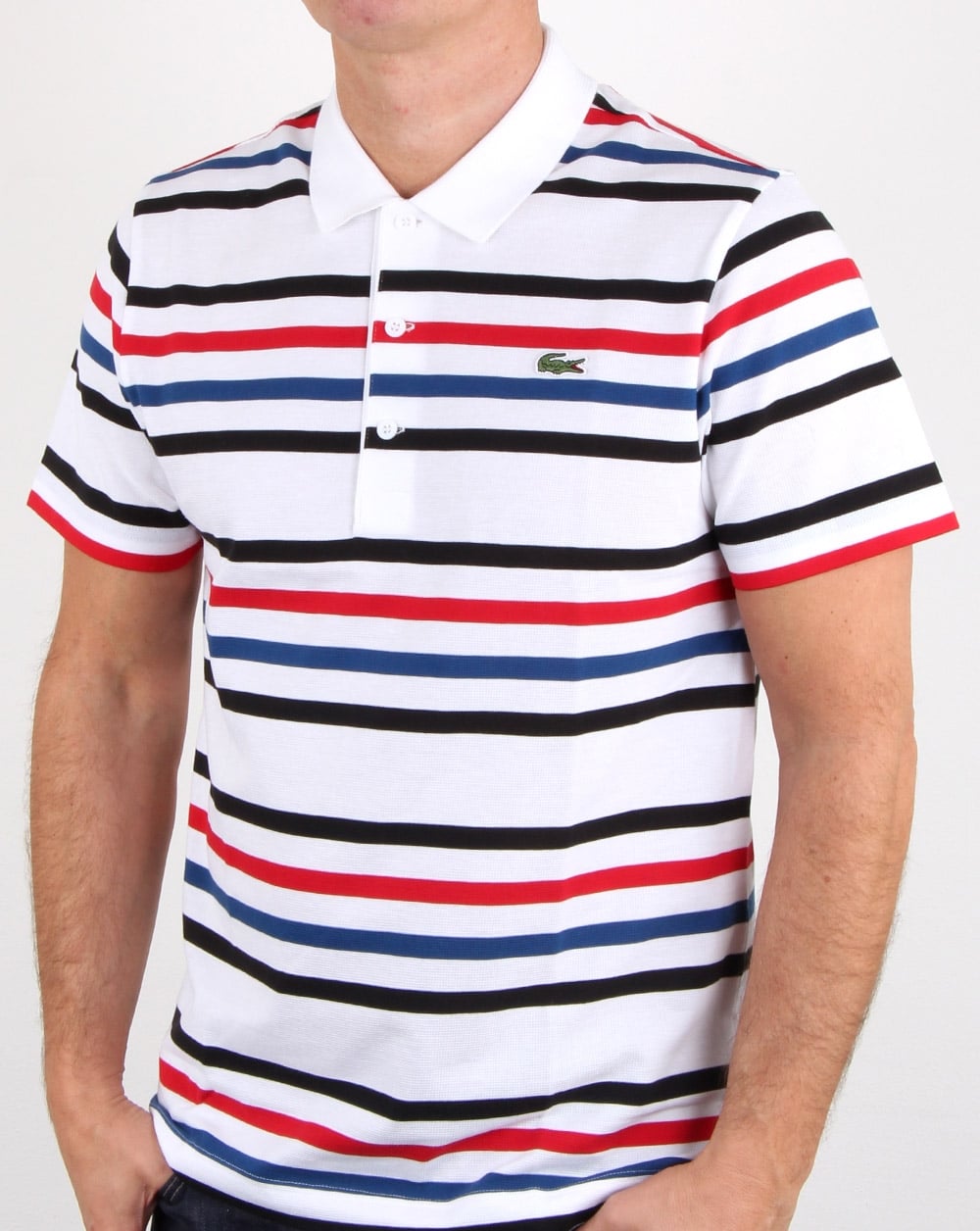 Lacoste Multi Stripe Polo Shirt White/black/red