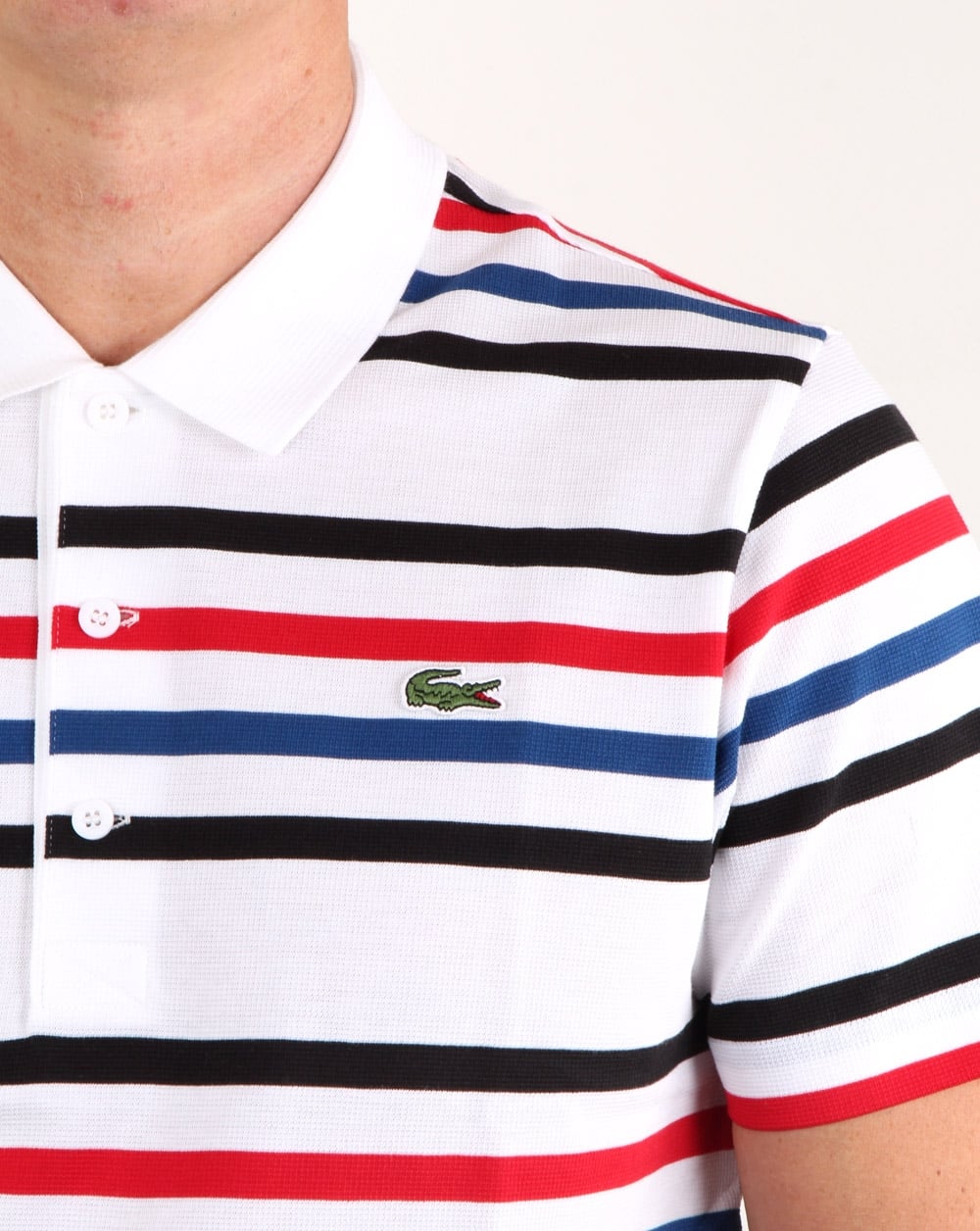 Lacoste Multi Stripe Polo Shirt White/black/red